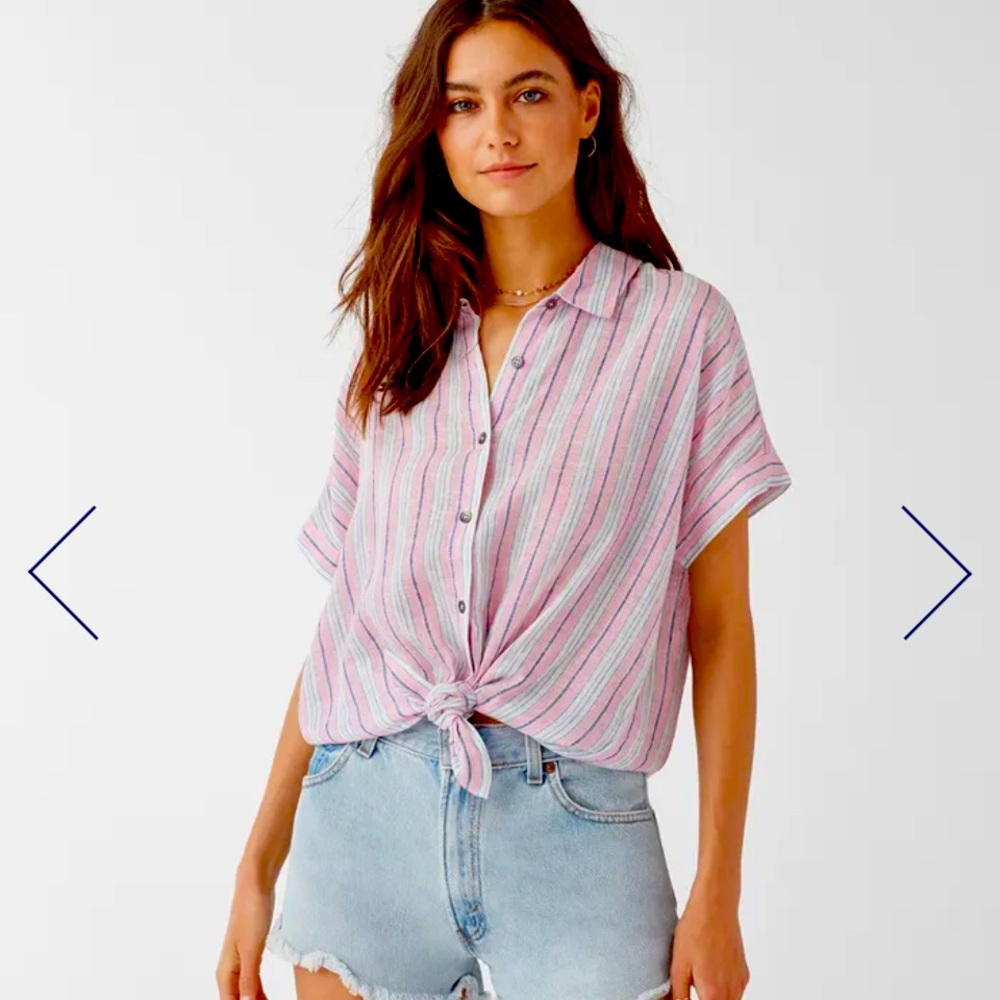 Splendid Canyon Linen Stripe Button Up size L